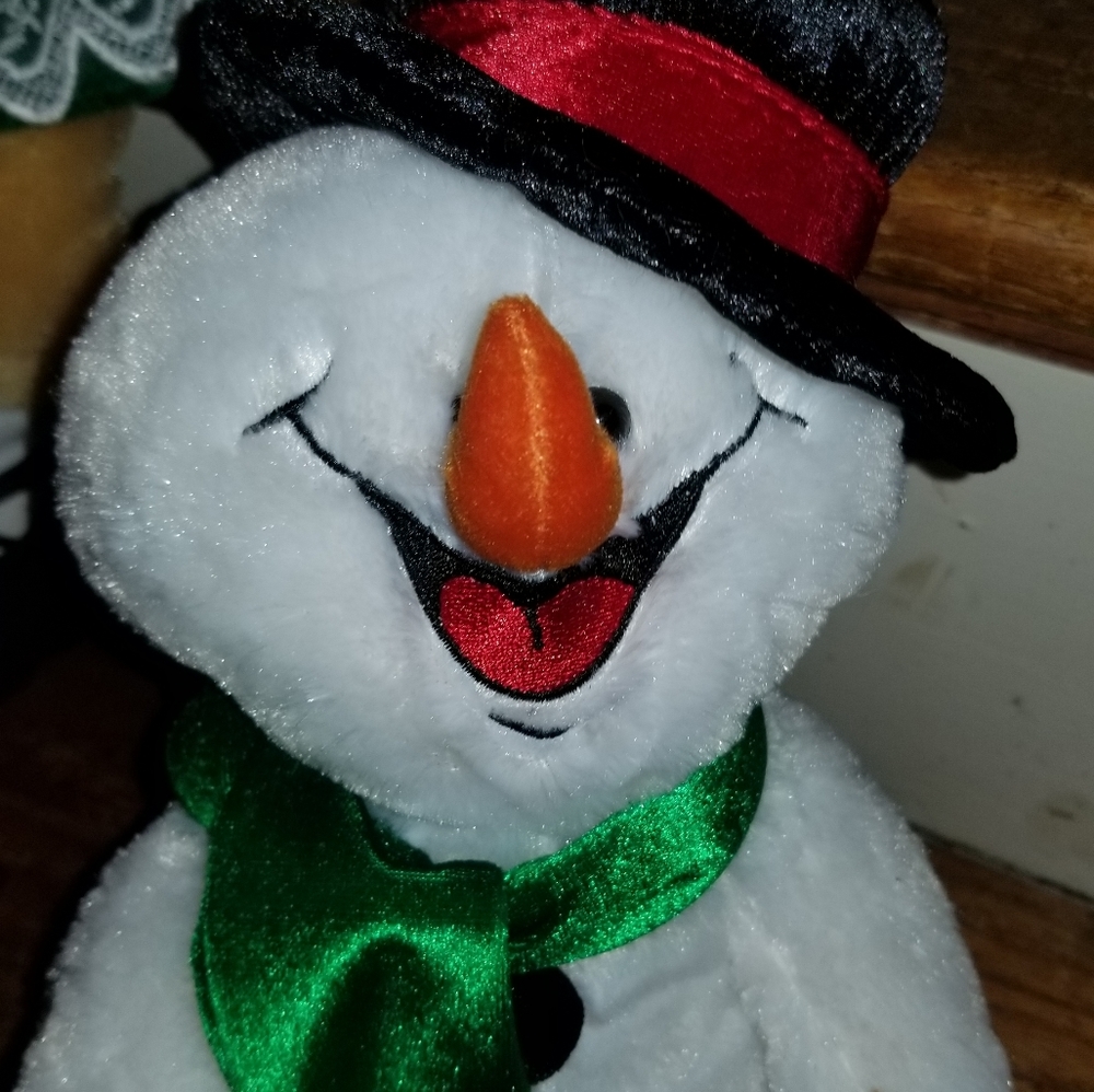 Vintage Dan Dee Snowman Riding Sled Animated